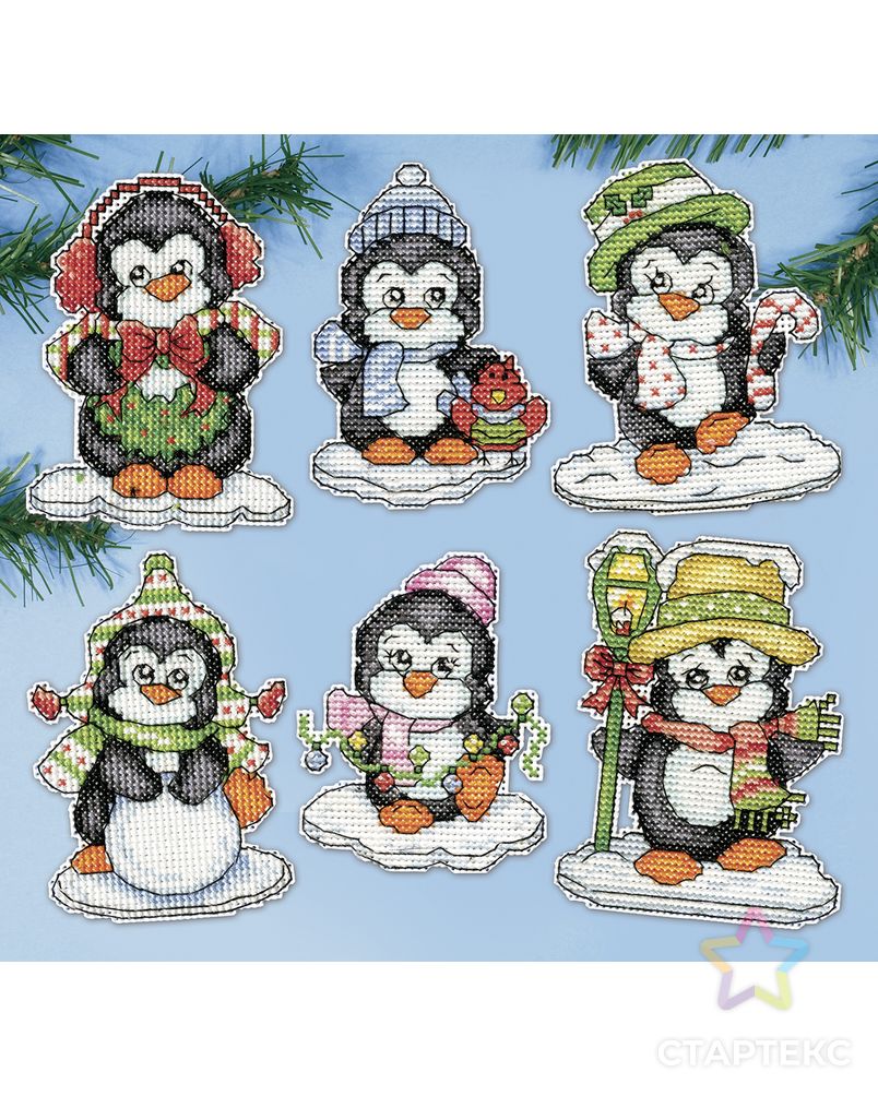 Набор для вышивания елочных украшений "Пингвинята на льду" арт. ГЕЛ-31876-1-ГЕЛ0162968 1
