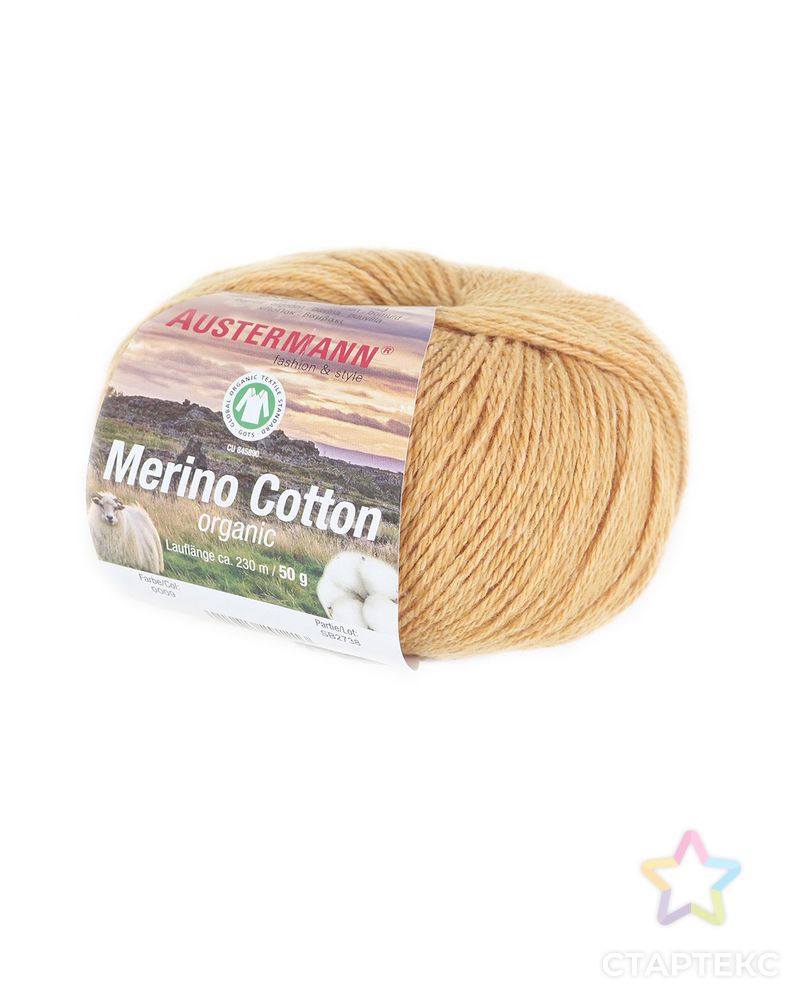 Пряжа Merino Cotton organic, 55% шерсть, 45% хлопок, 50 г, 230 м арт. ГЕЛ-32131-1-ГЕЛ0136083 1