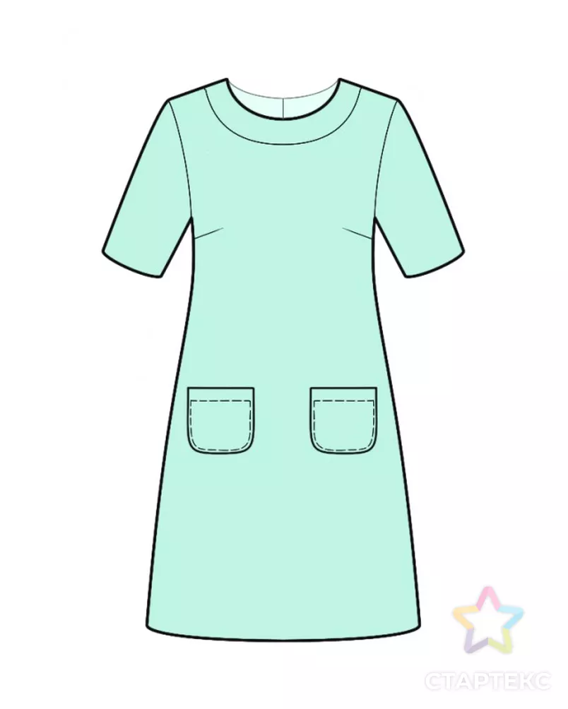 Выкройка: платье с карманами арт. ВКК-3583-8-ЛК0002050 - рис. 1
