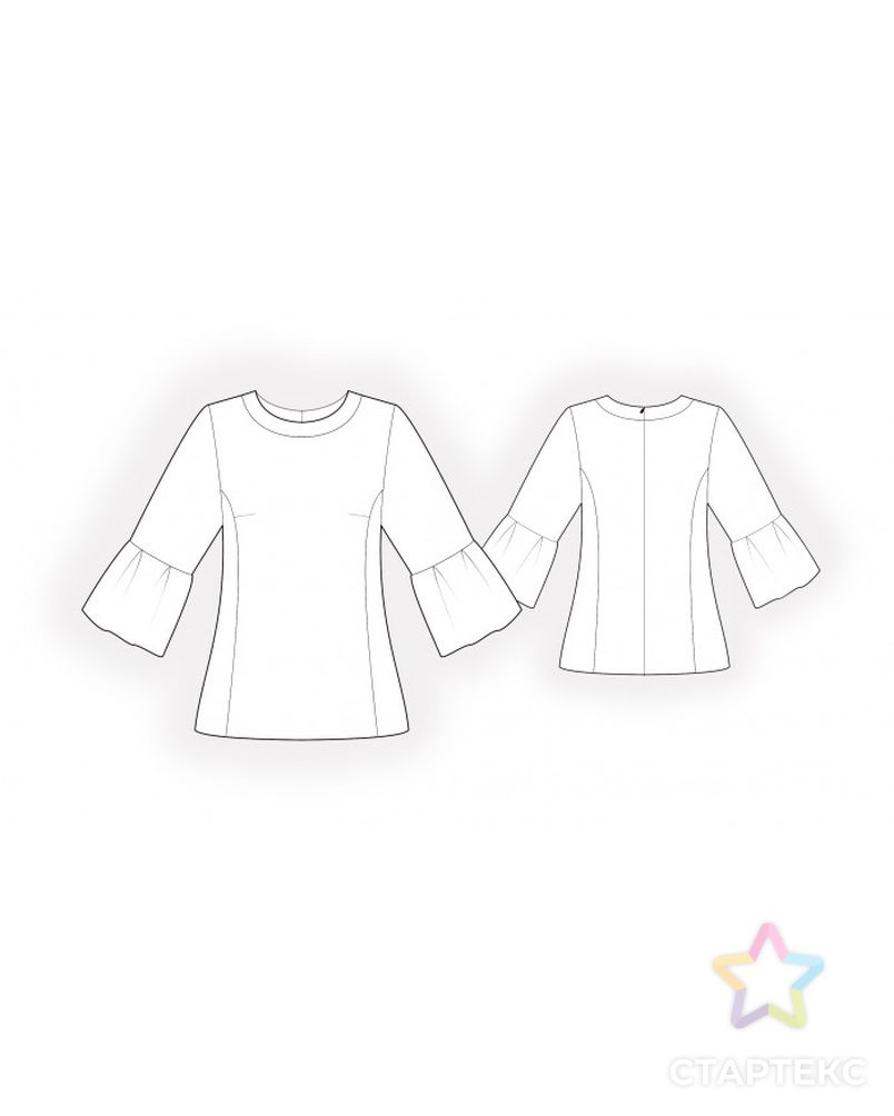 Выкройка: блузка с декоративными манжетами арт. ВКК-3397-1-ЛК0002052 2