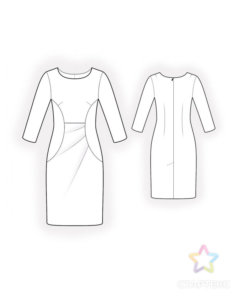 Выкройка: платье со складками арт. ВКК-3773-1-ЛК0002060 2