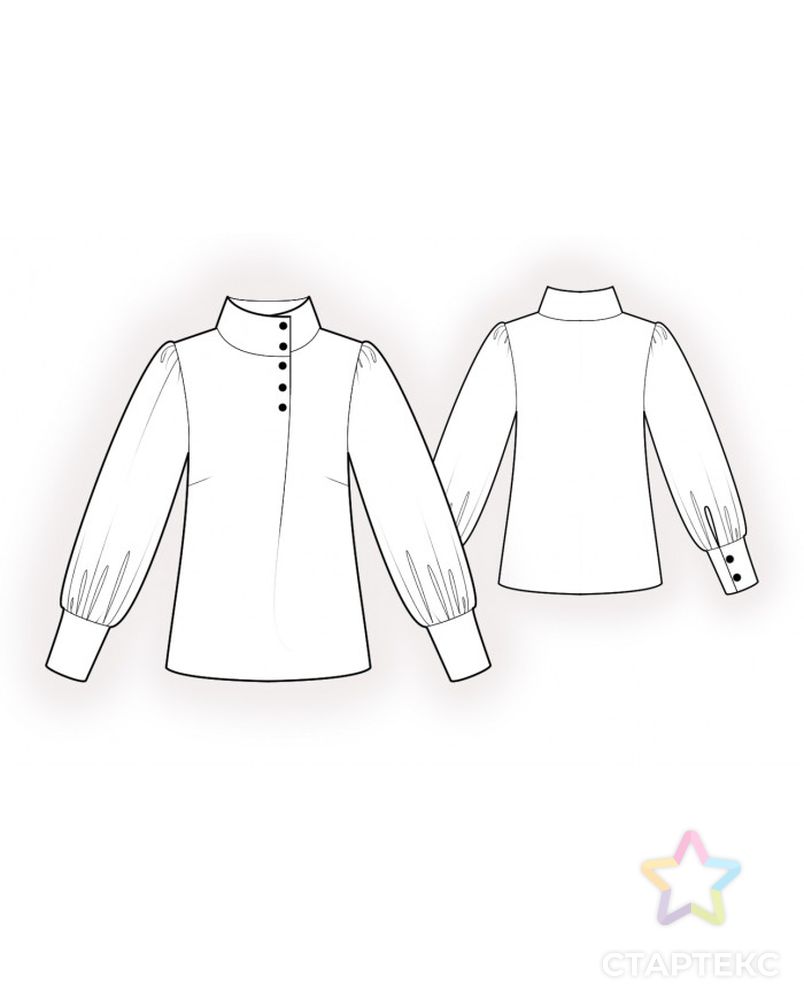 Выкройка: блуза с декоративной планкой арт. ВКК-3289-1-ЛК0002064 2