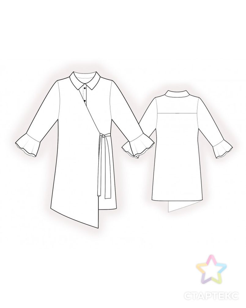Выкройка: платье-рубашка с отлетной деталью арт. ВКК-3257-1-ЛК0002065 2