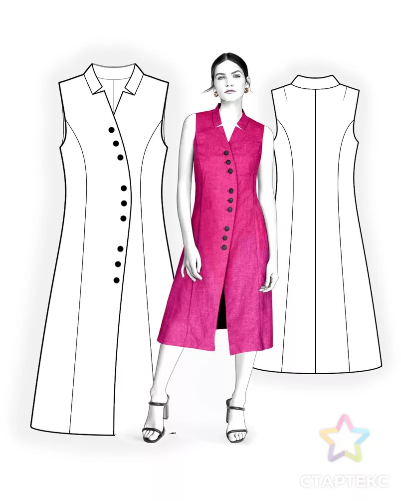Выкройка: платье-жилет с фигурным бортом арт. ВКК-3284-11-ЛК0002086 - рис. 3