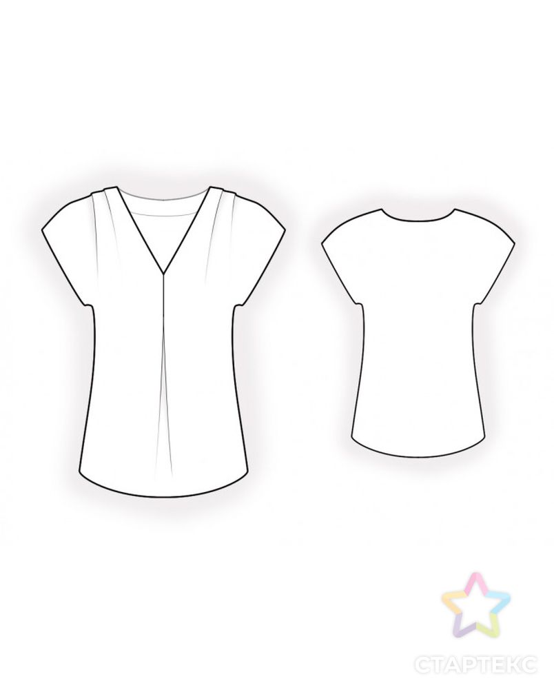 Выкройка: блузка со складками в плечо арт. ВКК-3349-1-ЛК0002100 2