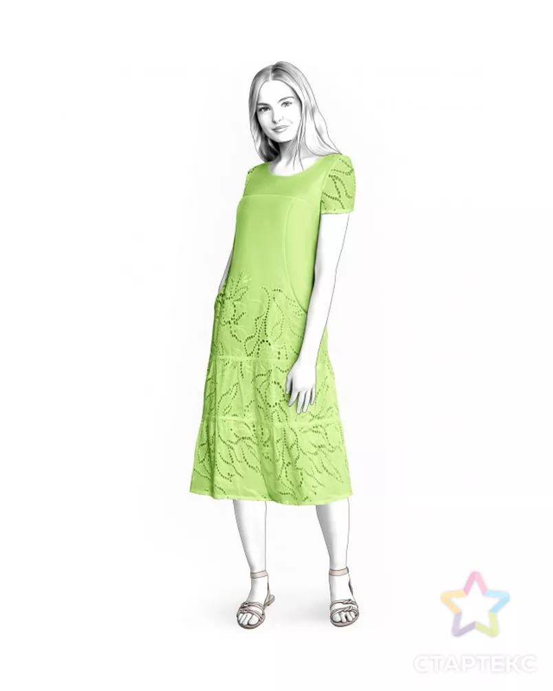 Выкройка: платье с кокеткой арт. ВКК-3920-11-ЛК0002103 - рис. 1