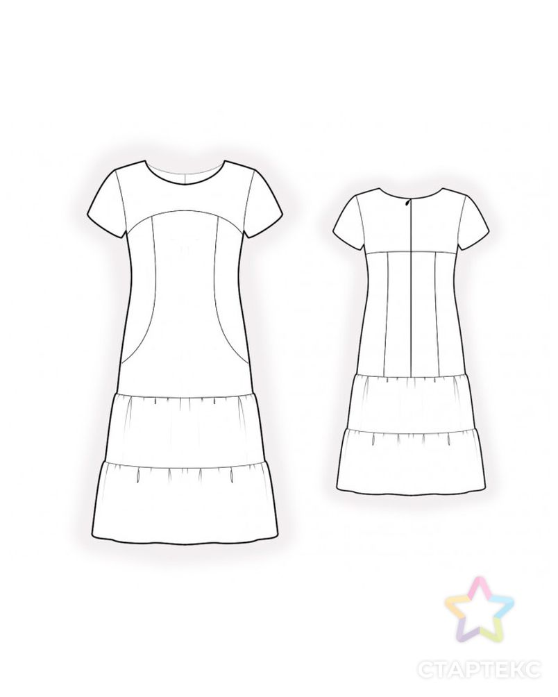 Выкройка: платье с кокеткой арт. ВКК-3920-1-ЛК0002103 2