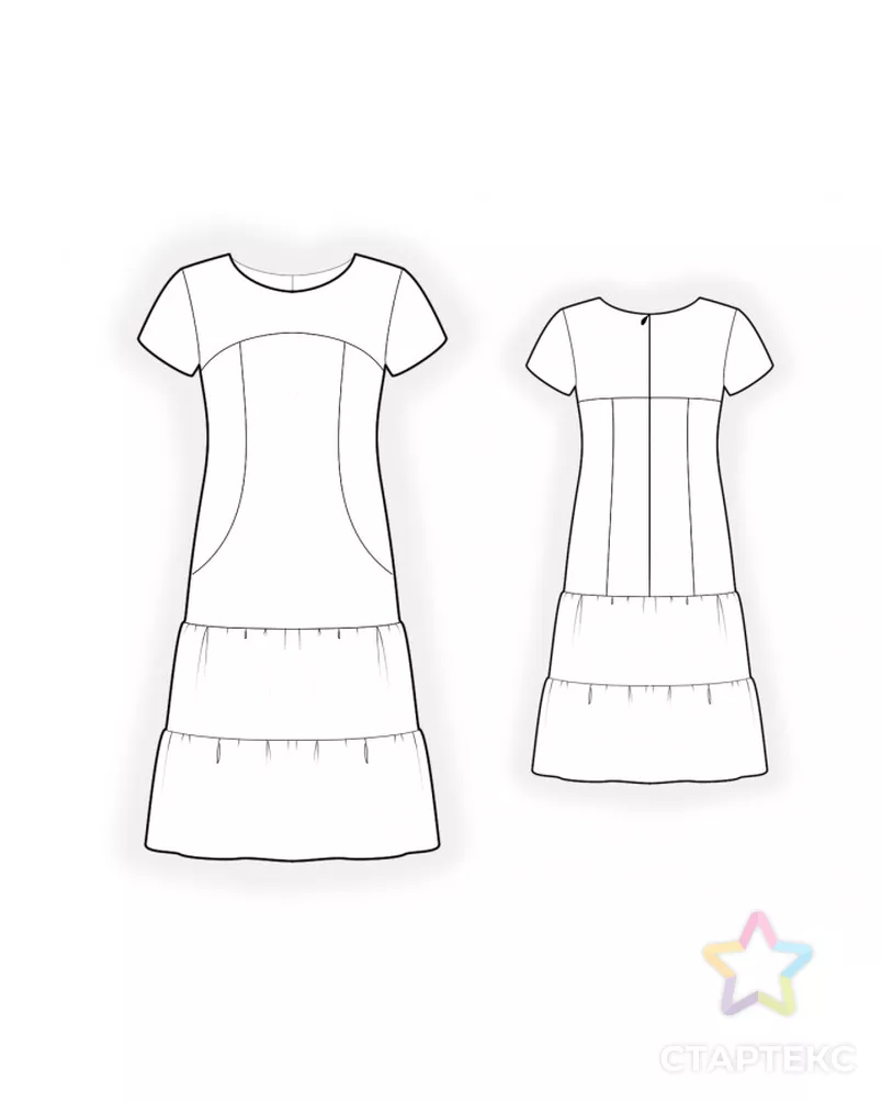 Выкройка: платье с кокеткой арт. ВКК-3920-11-ЛК0002103 - рис. 2