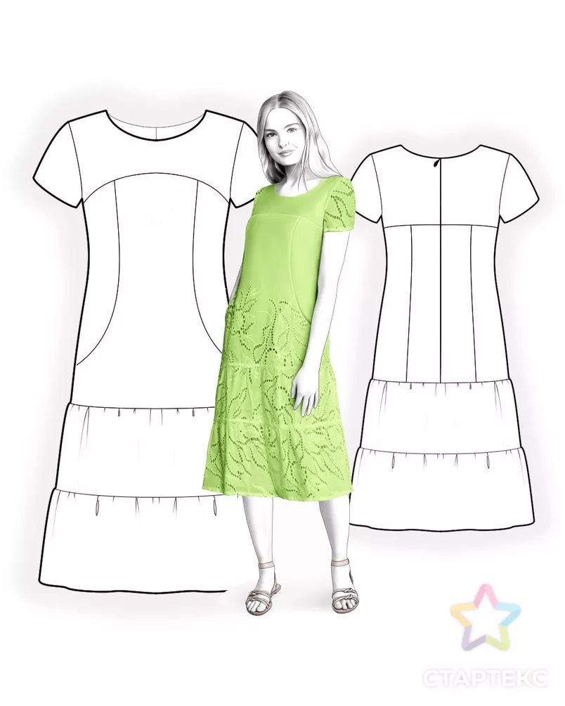 Выкройка: платье с кокеткой арт. ВКК-3920-11-ЛК0002103 - рис. 3