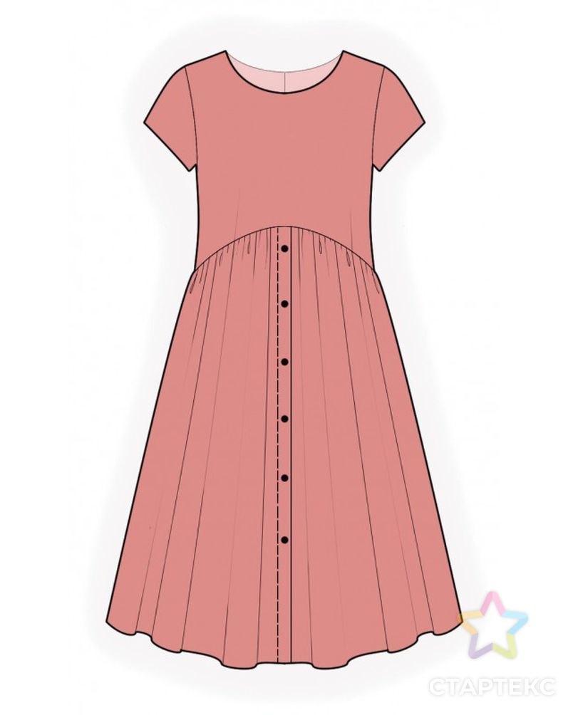 Выкройка: платье с расклешенной юбкой арт. ВКК-3873-5-ЛК0002107 1