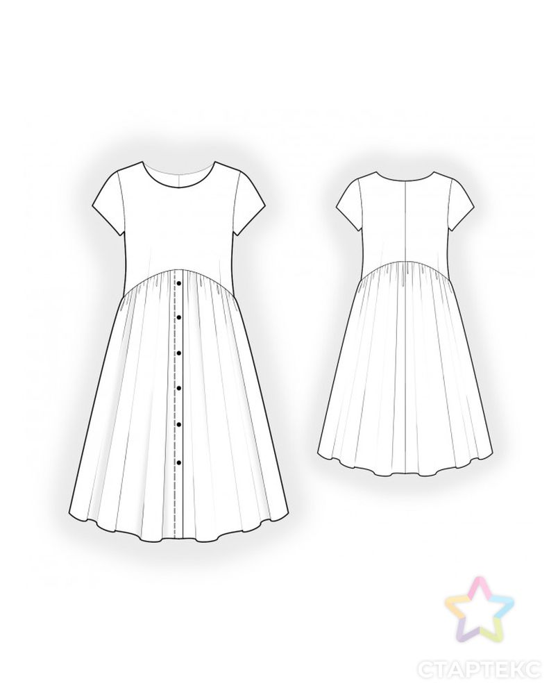 Выкройка: платье с расклешенной юбкой арт. ВКК-3873-12-ЛК0002107 2