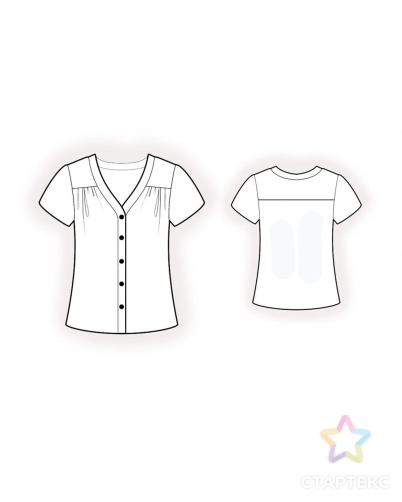 Выкройка: блузка с коротким рукавом арт. ВКК-3682-1-ЛК0002109 2