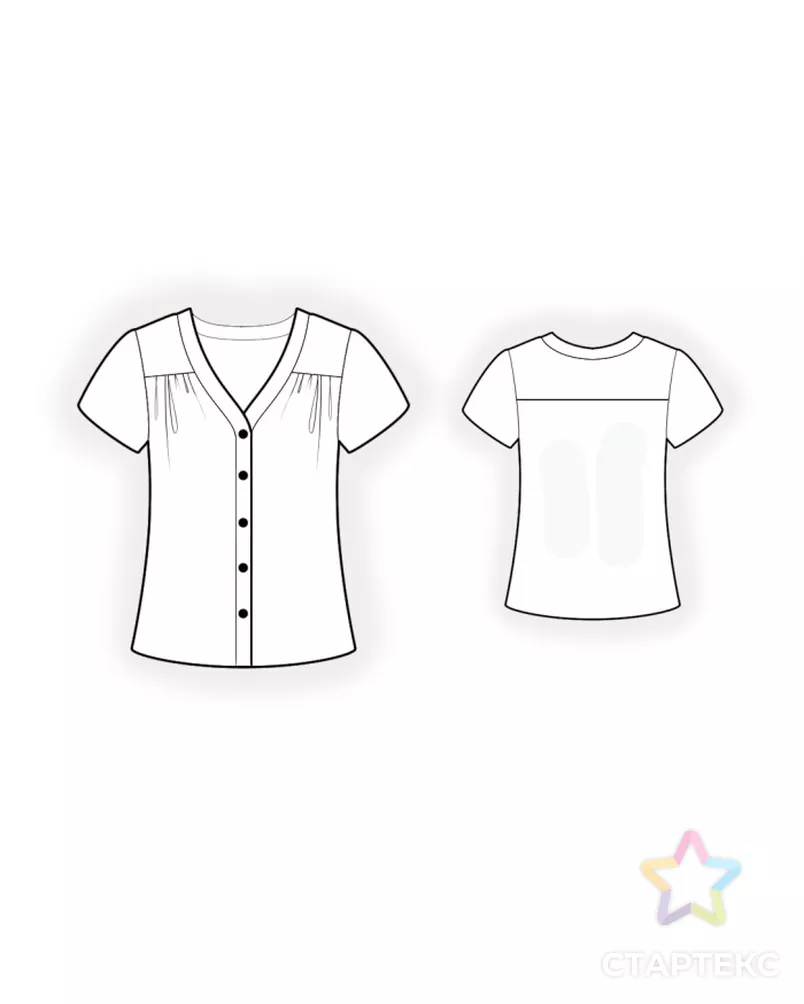 Выкройка: блузка с коротким рукавом арт. ВКК-3682-3-ЛК0002109 - рис. 2