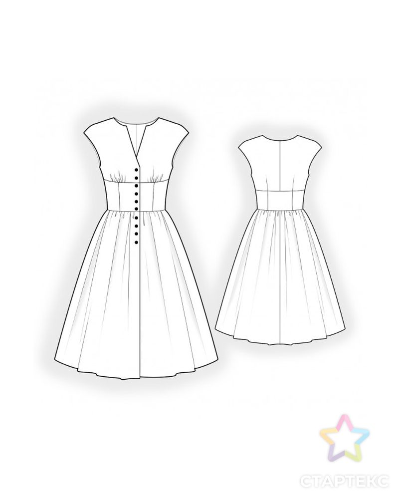 Выкройка: платье со спущенным плечом арт. ВКК-3888-1-ЛК0002116 2