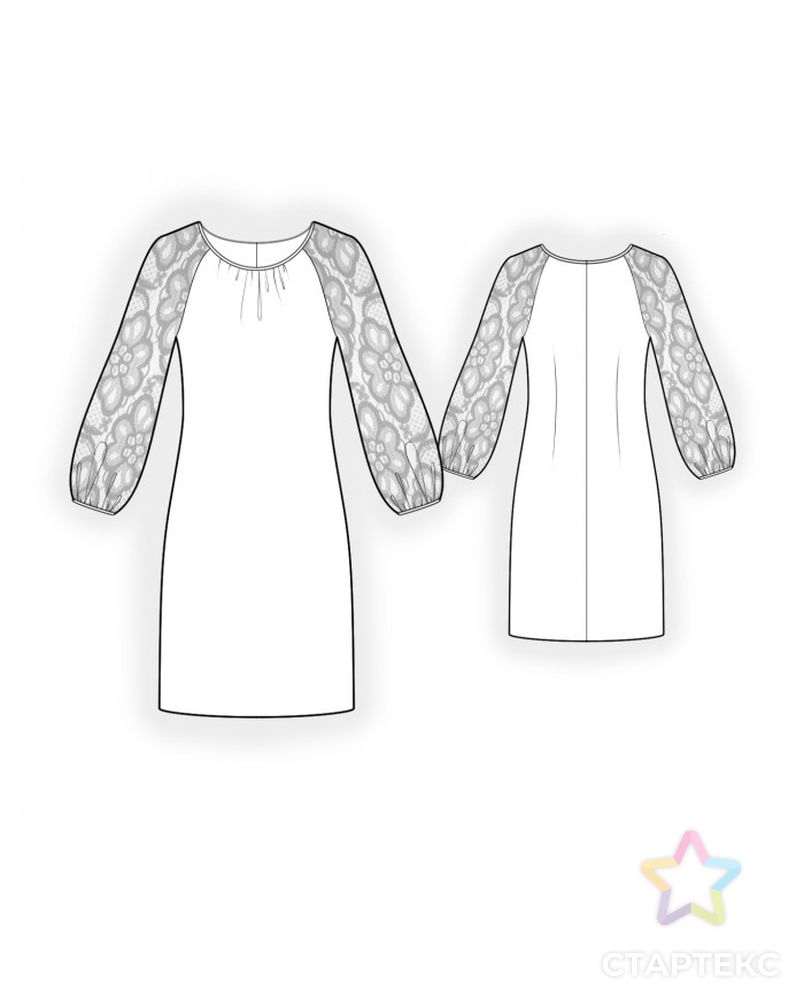 Выкройка: платье с кружевными рукавами арт. ВКК-3863-1-ЛК0002121 2