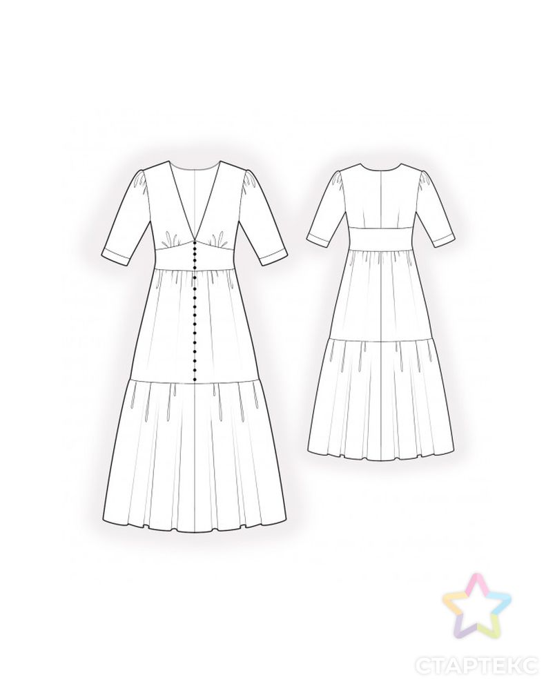 Выкройка: платье с двухъярусной юбкой арт. ВКК-3471-3-ЛК0002124 2