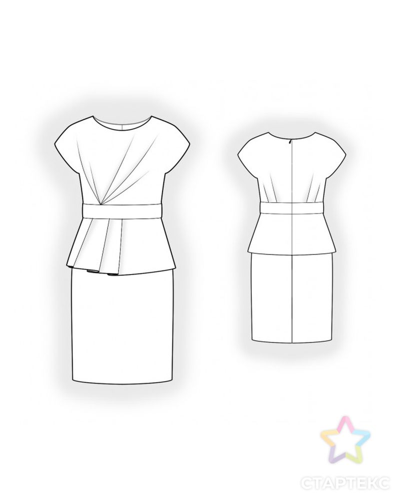Выкройка: платье с баской арт. ВКК-3787-1-ЛК0002128 2