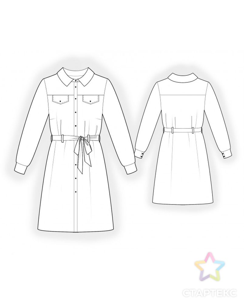 Выкройка: платье-рубашка арт. ВКК-3876-1-ЛК0002162 2