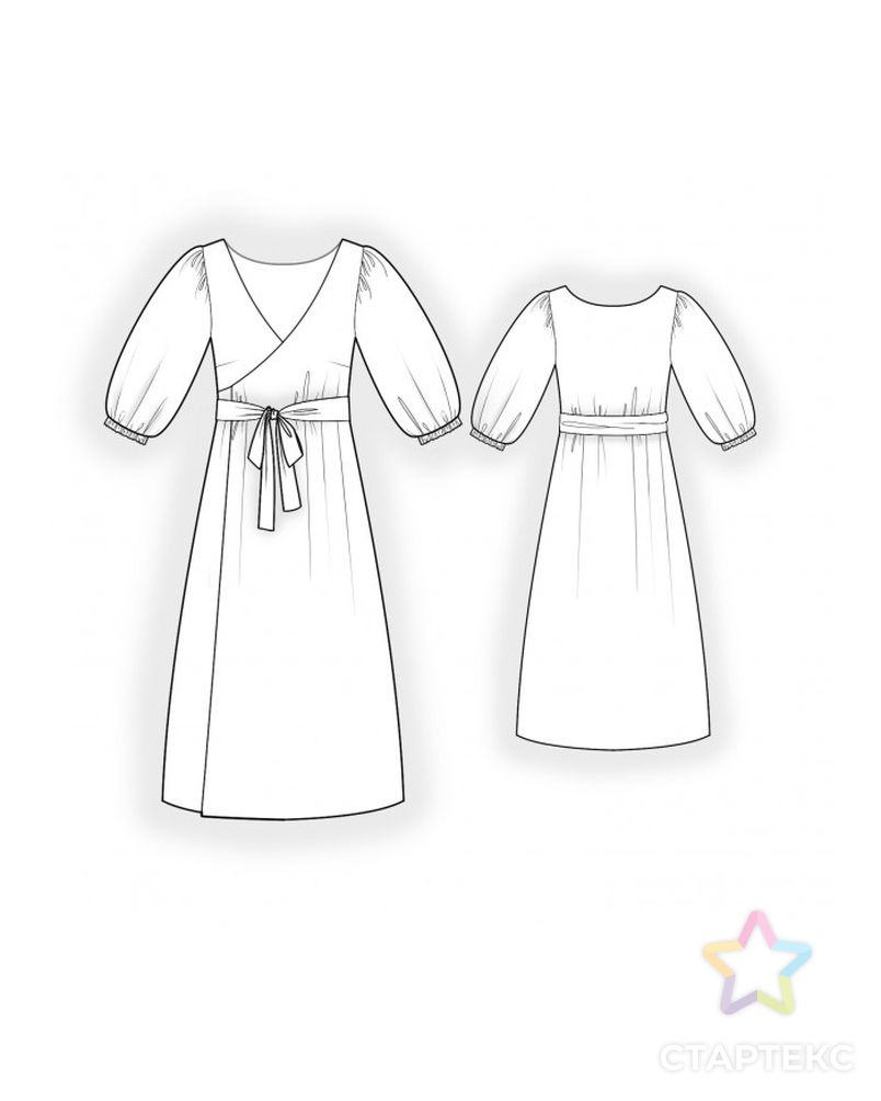 Выкройка: платье с объемным рукавом арт. ВКК-3740-10-ЛК0002168 2