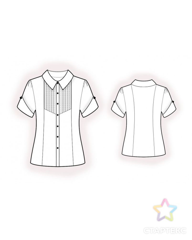 Выкройка: блузка с защипами арт. ВКК-3447-1-ЛК0002183 2