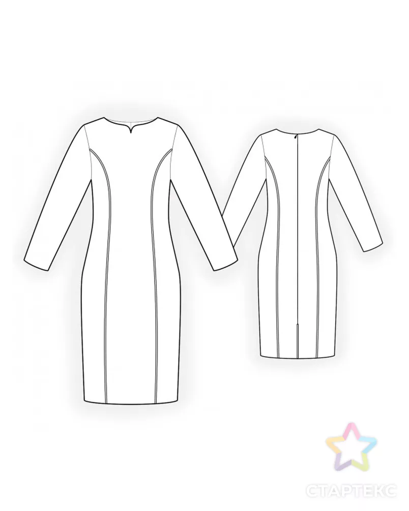 Выкройка: платье с классическими рельефами арт. ВКК-3479-5-ЛК0002185 - рис. 2