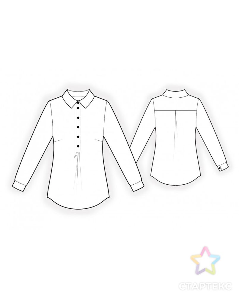 Выкройка: блузка с планкой арт. ВКК-3683-1-ЛК0002186 2