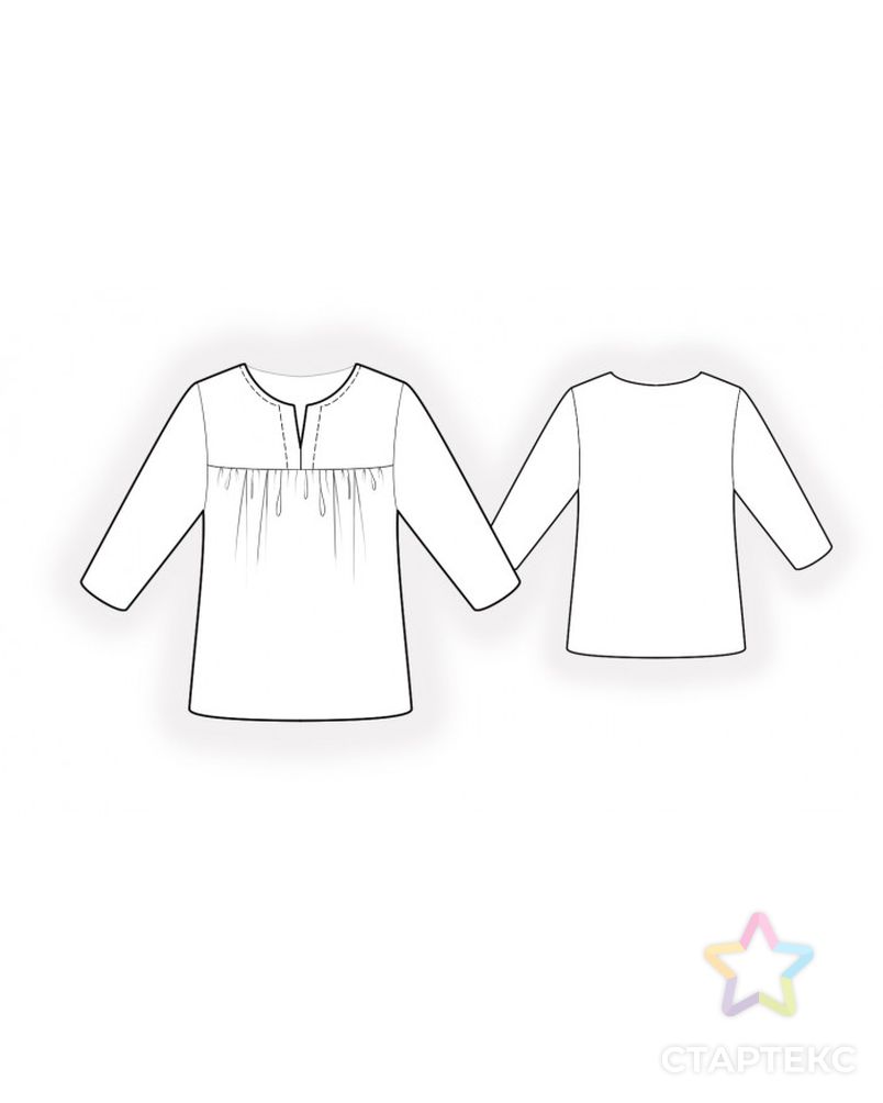 Выкройка: блузка со сборкой арт. ВКК-3463-1-ЛК0002192 2