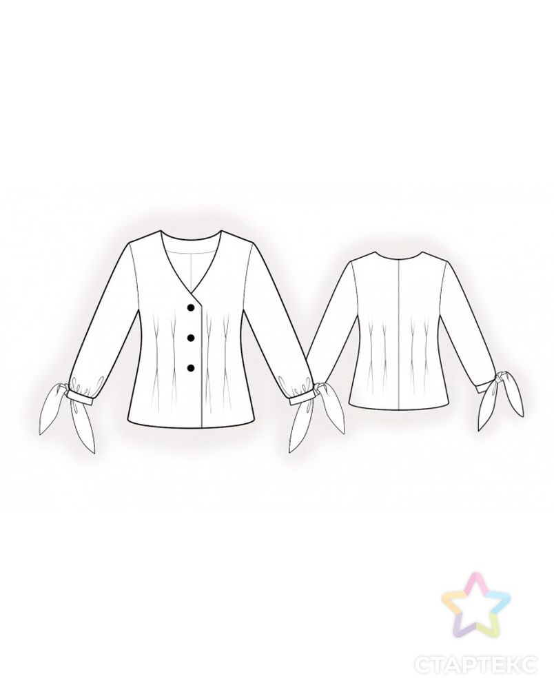 Выкройка: блузка с рукавом на завязке арт. ВКК-3664-1-ЛК0002193 2