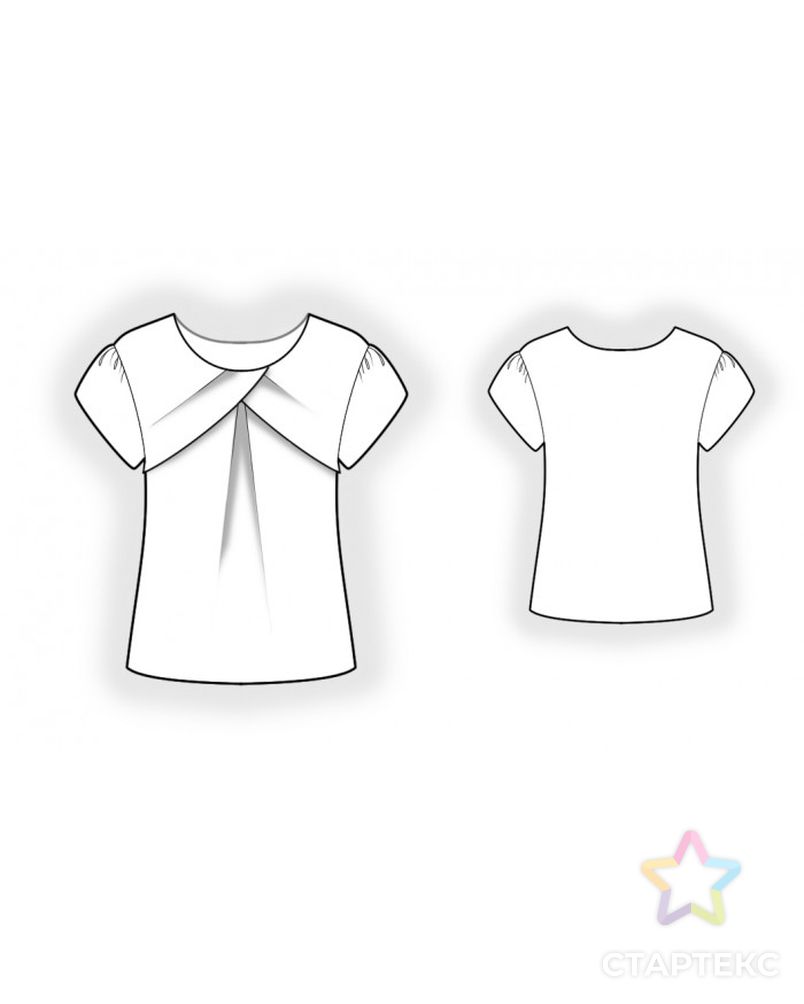 Выкройка: блузка с отлетной кокеткой арт. ВКК-3506-1-ЛК0002196 2