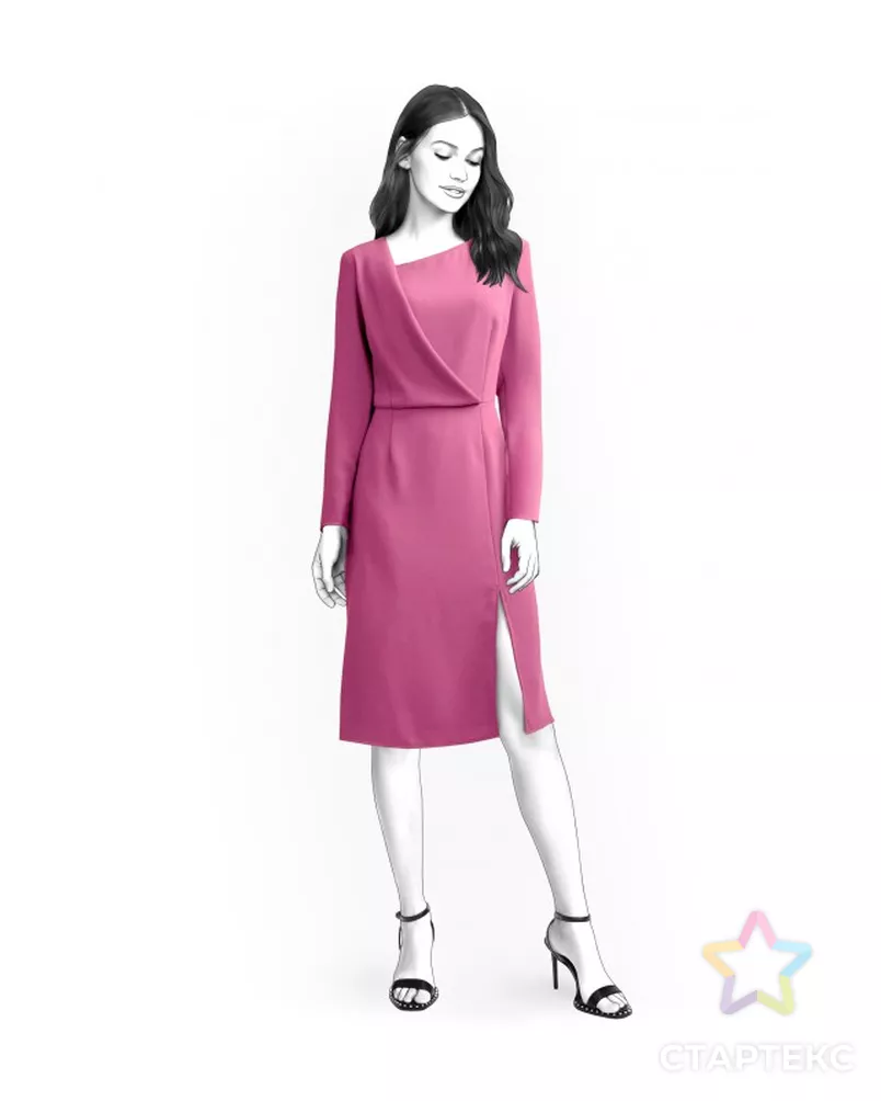 Выкройка: платье с отлетной деталью арт. ВКК-3688-3-ЛК0002207 - рис. 1