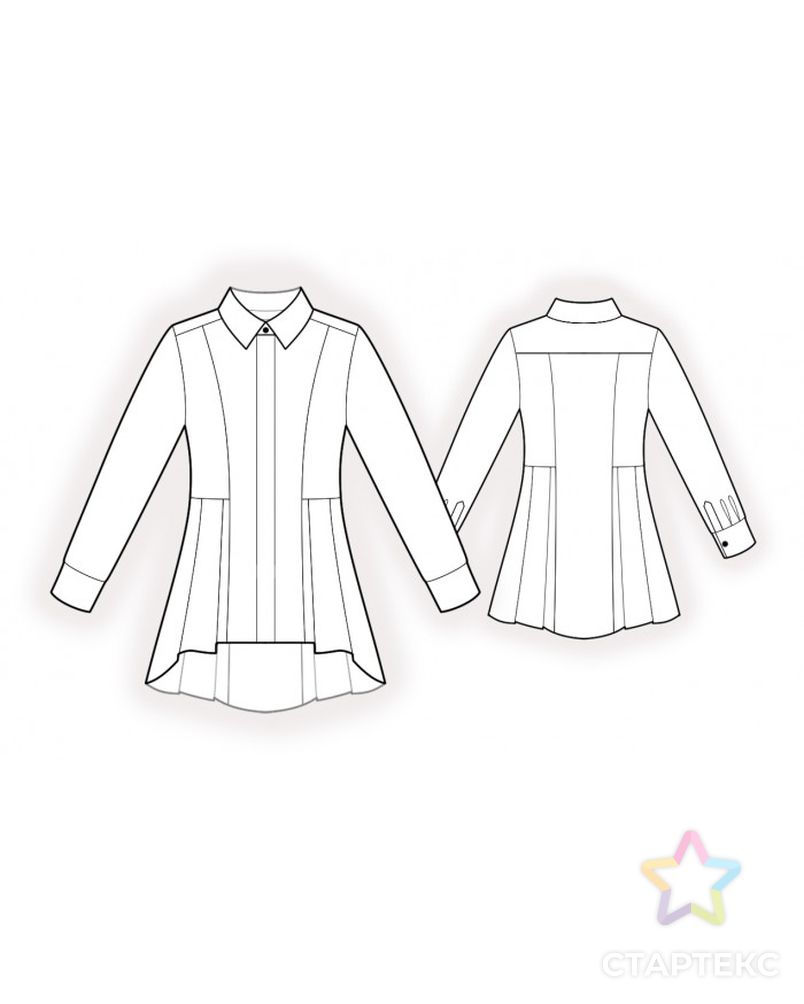 Выкройка: блузка со складками на баске арт. ВКК-3717-1-ЛК0002216 2