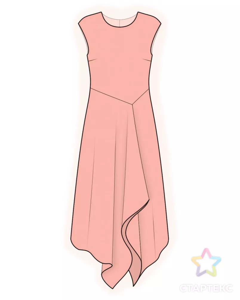 Выкройка: платье с декоративной юбкой арт. ВКК-3384-2-ЛК0002234 - рис. 1