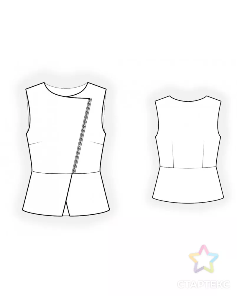 Выкройка: блузка на молнии арт. ВКК-3302-3-ЛК0002247 - рис. 2
