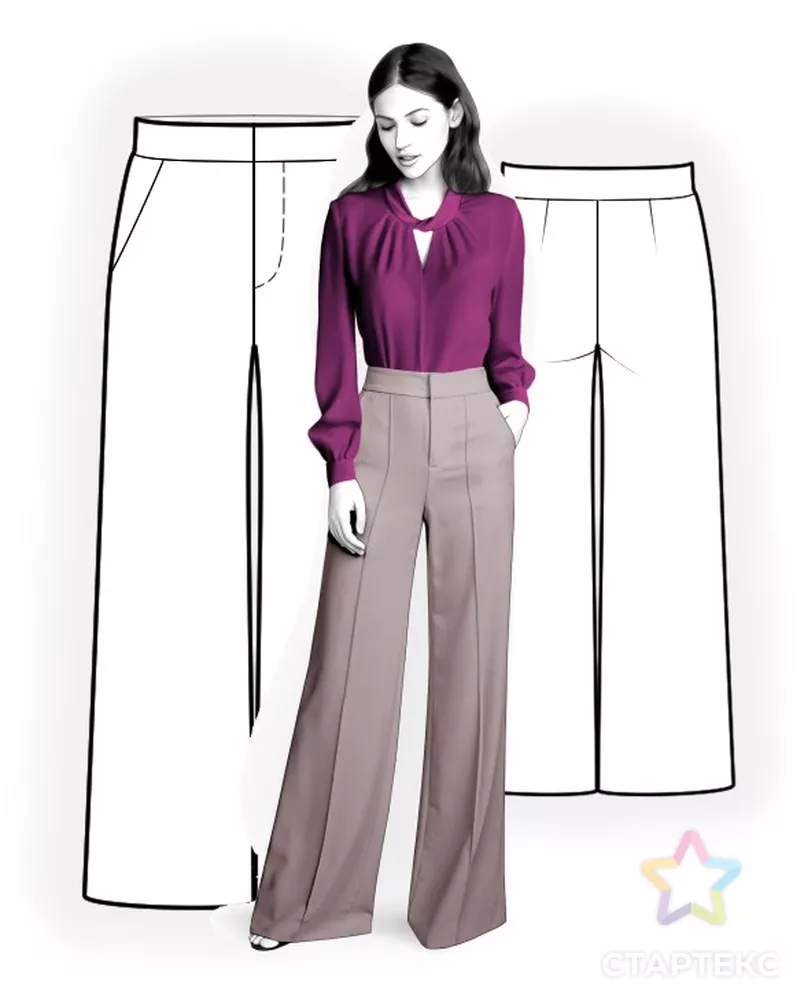 Выкройка: широкие брюки арт. ВКК-3957-12-ЛК0002264 - рис. 3