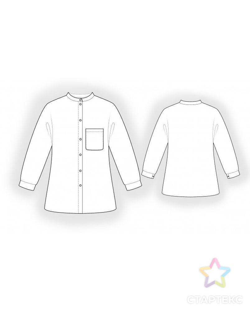 Выкройка: блузка со стойкой арт. ВКК-3519-1-ЛК0002302 2