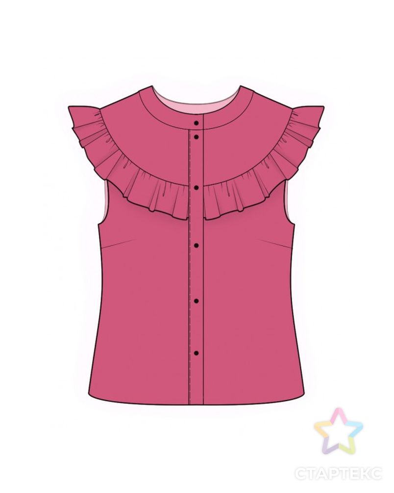Выкройка: блузка с оборкой арт. ВКК-3585-1-ЛК0002307 1