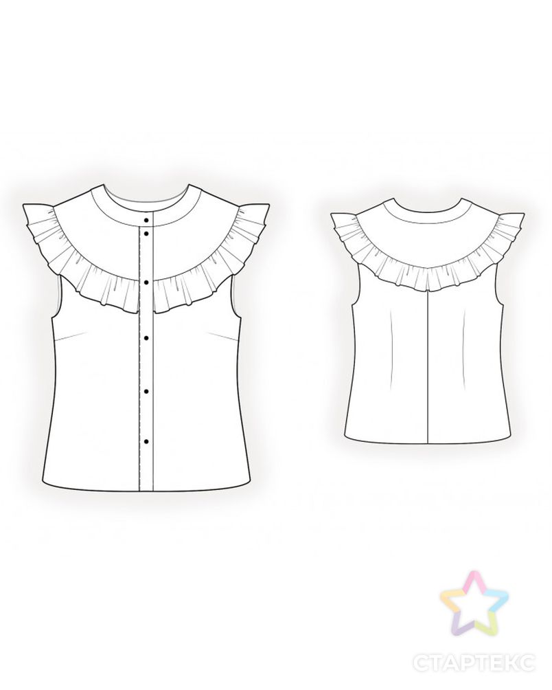 Выкройка: блузка с оборкой арт. ВКК-3585-1-ЛК0002307 2