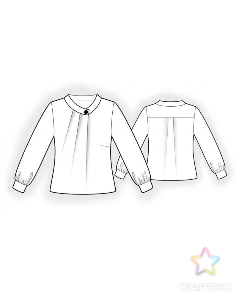 Выкройка: блузка со складками в горловину арт. ВКК-3951-1-ЛК0002314 2
