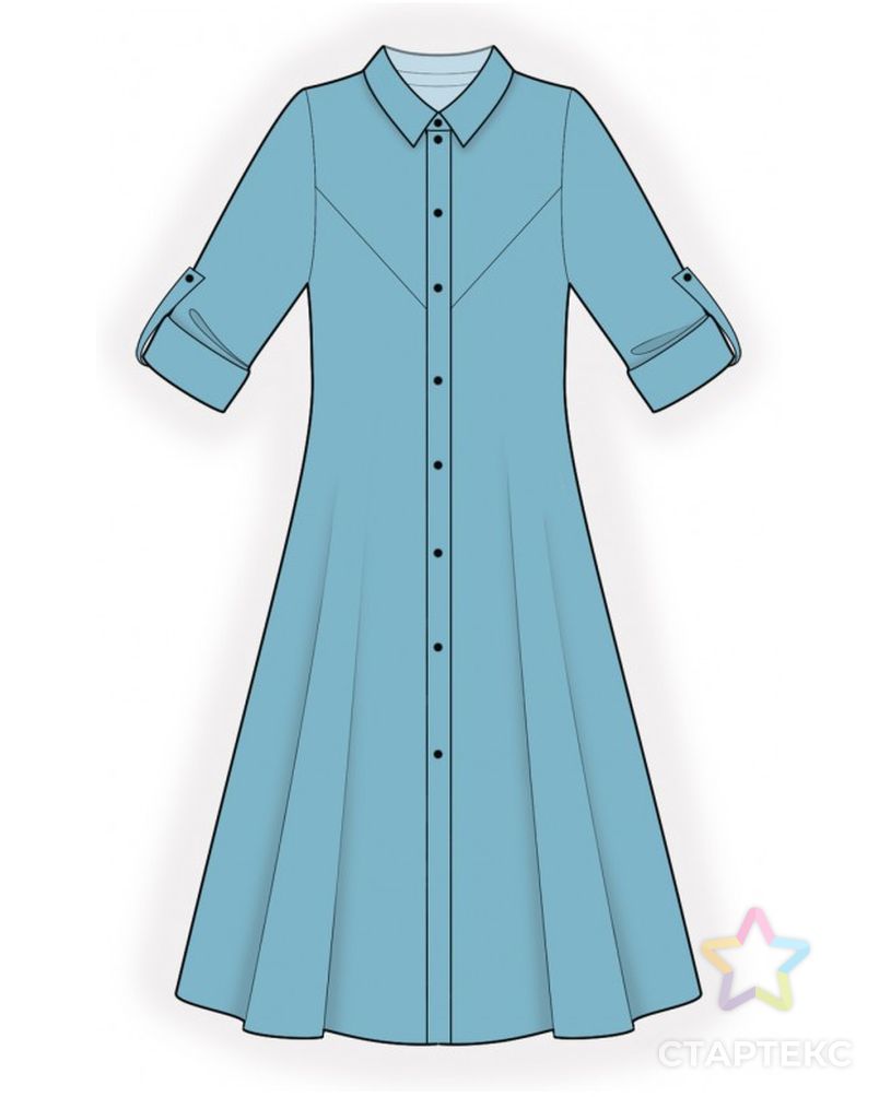 Выкройка: расклешенное платье с классическим воротником арт. ВКК-3488-1-ЛК0002323 1