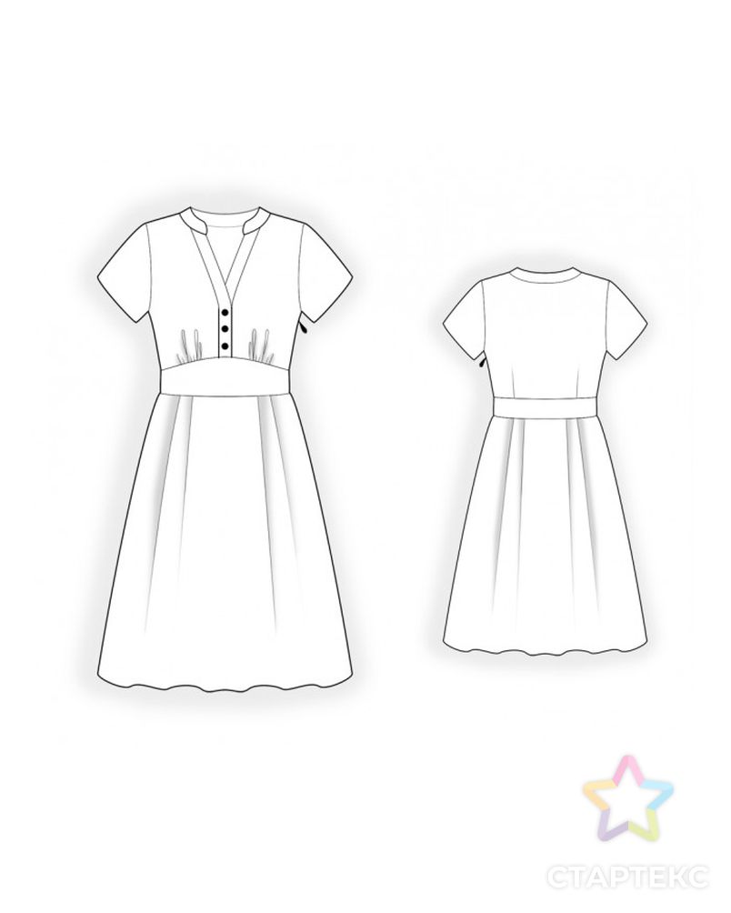 Выкройка: платье с фигурной планкой арт. ВКК-3562-1-ЛК0002326 2