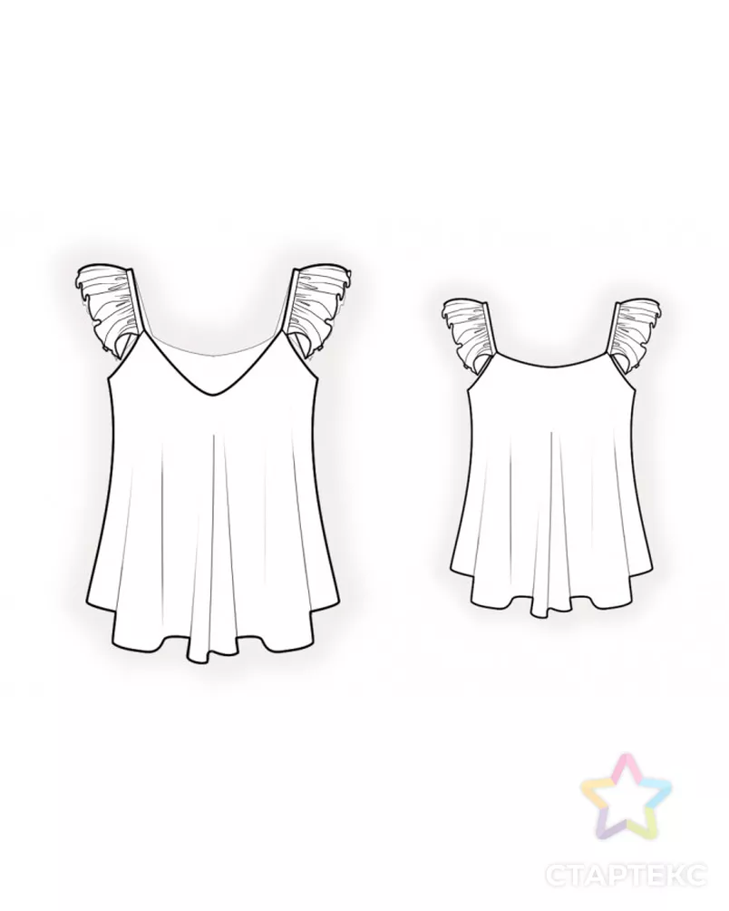 Выкройка: майка с оборкой арт. ВКК-3959-10-ЛК0002345 - рис. 2