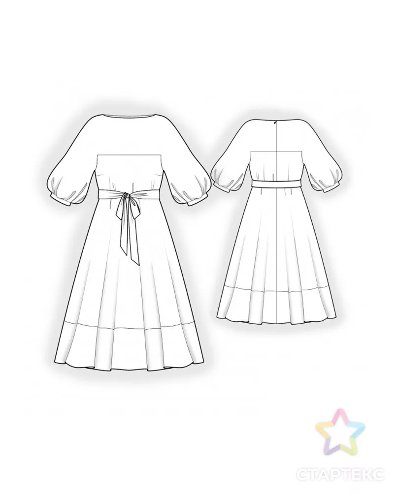 Выкройка: платье с объемным рукавом арт. ВКК-3368-11-ЛК0002348 - рис. 2