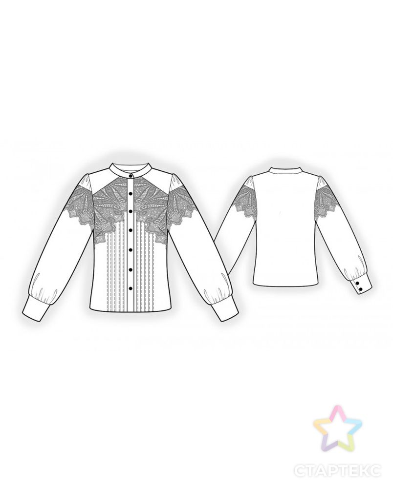 Выкройка: блузка с шитьем арт. ВКК-3580-1-ЛК0002352 2