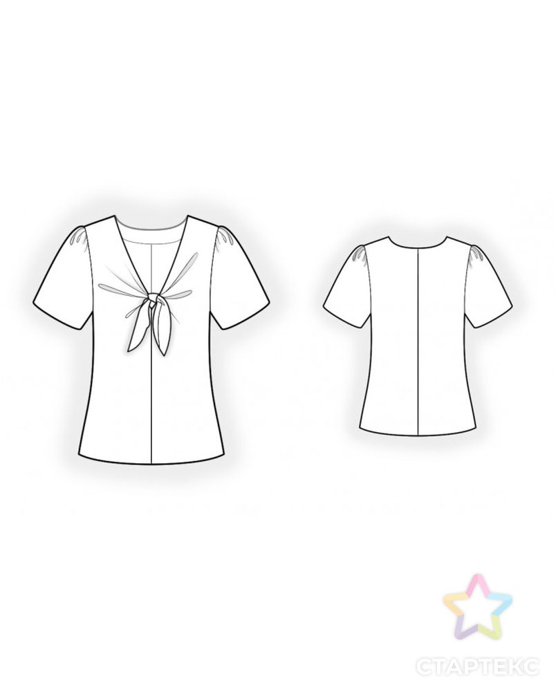 Выкройка: блузка с завязкой на груди арт. ВКК-3607-1-ЛК0002359 2