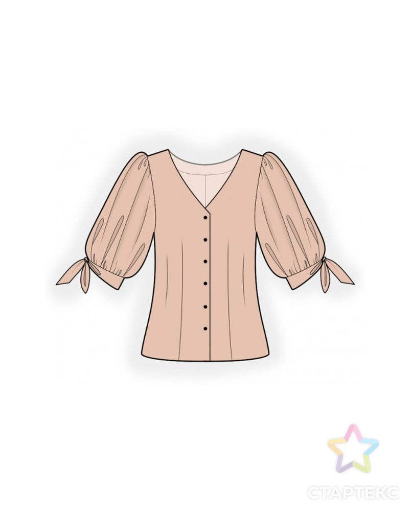 Выкройка: блузка с завязками на рукаве арт. ВКК-3239-1-ЛК0002360 1