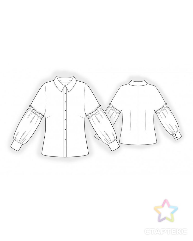 Выкройка: блузка с декоративным рукавом арт. ВКК-3567-1-ЛК0002369 2