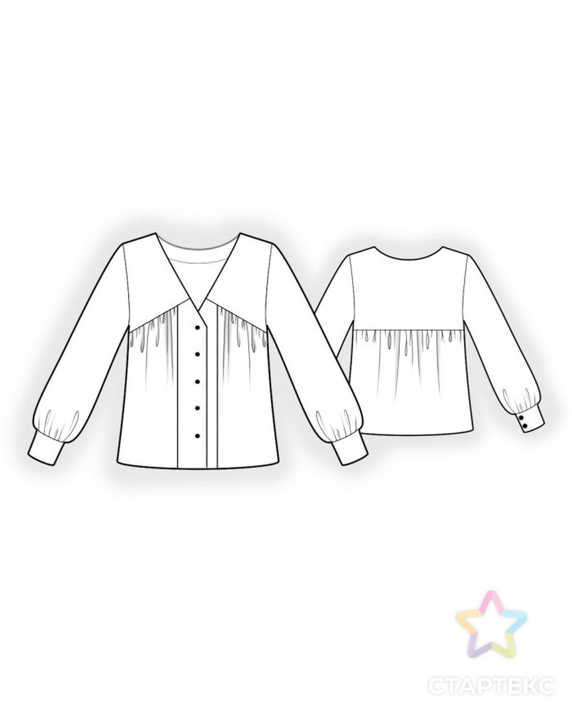 Выкройка: блузка с кокеткой арт. ВКК-3748-1-ЛК0002374 2