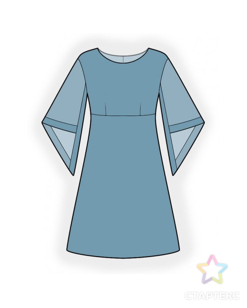 Выкройка: платье с шифоновыми рукавами арт. ВКК-3455-1-ЛК0002378 1