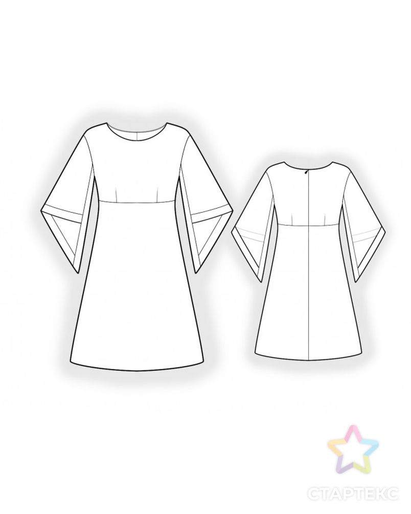 Выкройка: платье с шифоновыми рукавами арт. ВКК-3455-1-ЛК0002378 2