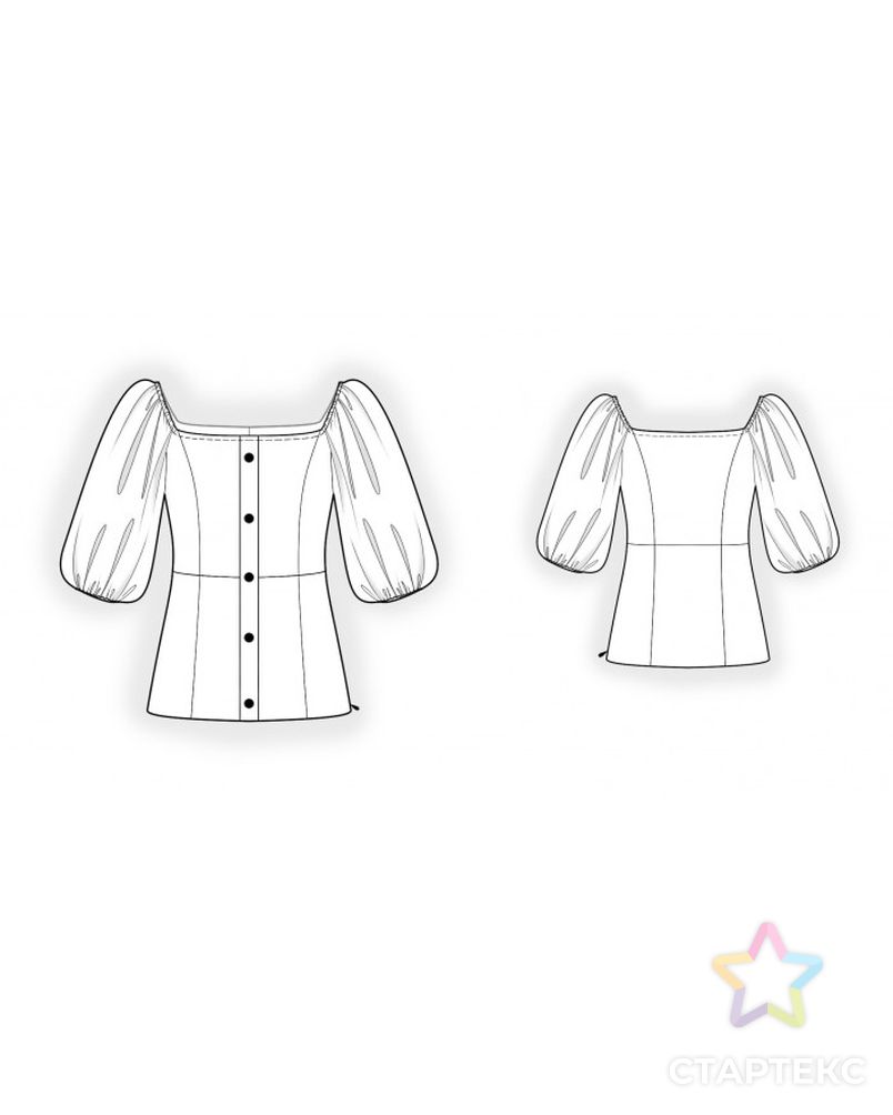 Выкройка: блузка с пышным рукавом арт. ВКК-3393-1-ЛК0002414 2